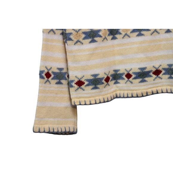 90s Hand Embroidered Aztec Sweater Size Large Ramie Cotton Pastel Southwestern - Picture 12 of 14